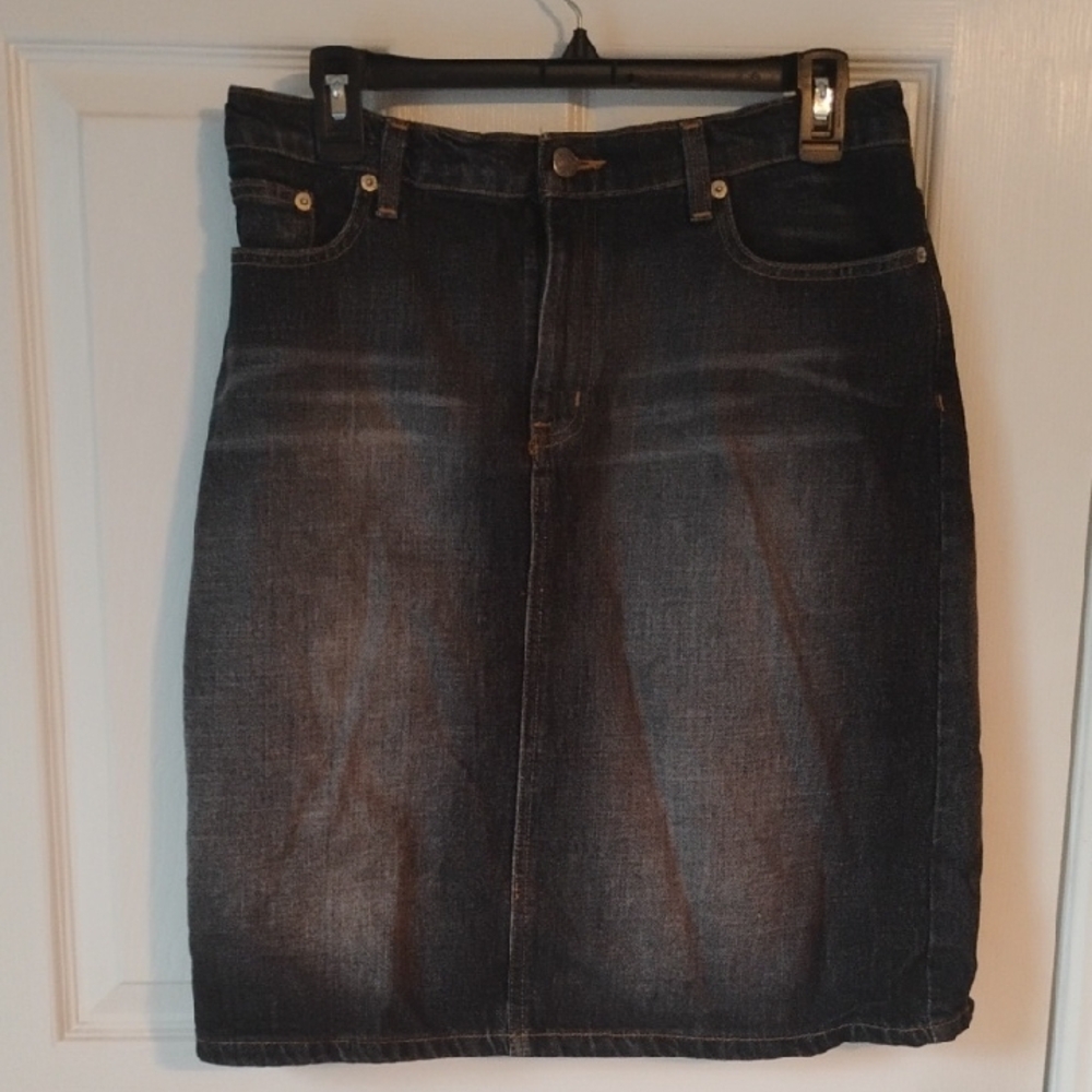 Ralph Lauren Polo Jeans Company Women's Black Denim Knee Skirt Size 6